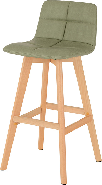 Darwin Bar Chair With Green Faux Leather Seat - Click Image to Close
